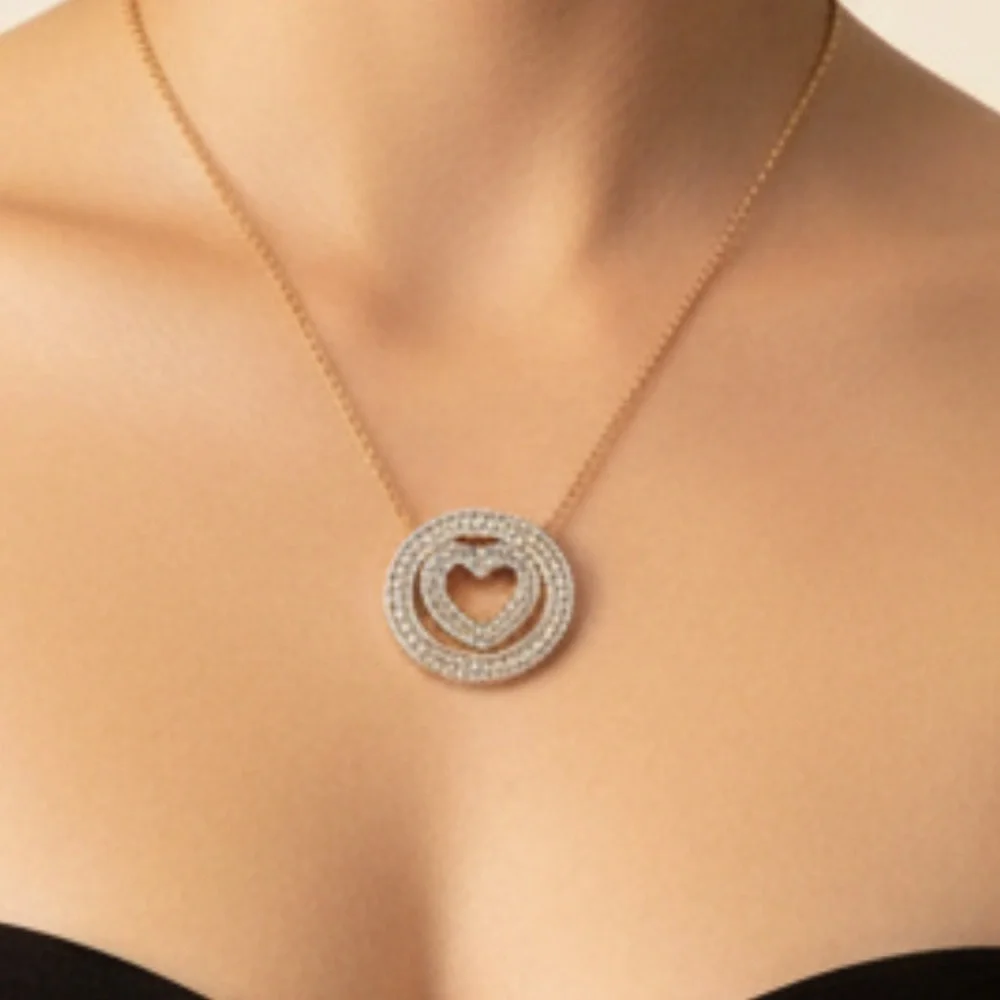 Diamond Sterling Silver Eternity Heart Pendant Necklace - Picture 2 of 4